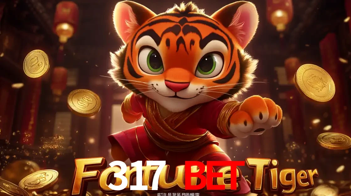 O carismático mascote do jogo de slot Fortune Tiger, um tigre fofo em pose de artes marciais, pronto para trazer sorte e multiplicadores de ganhos no cassino online 317 BET.