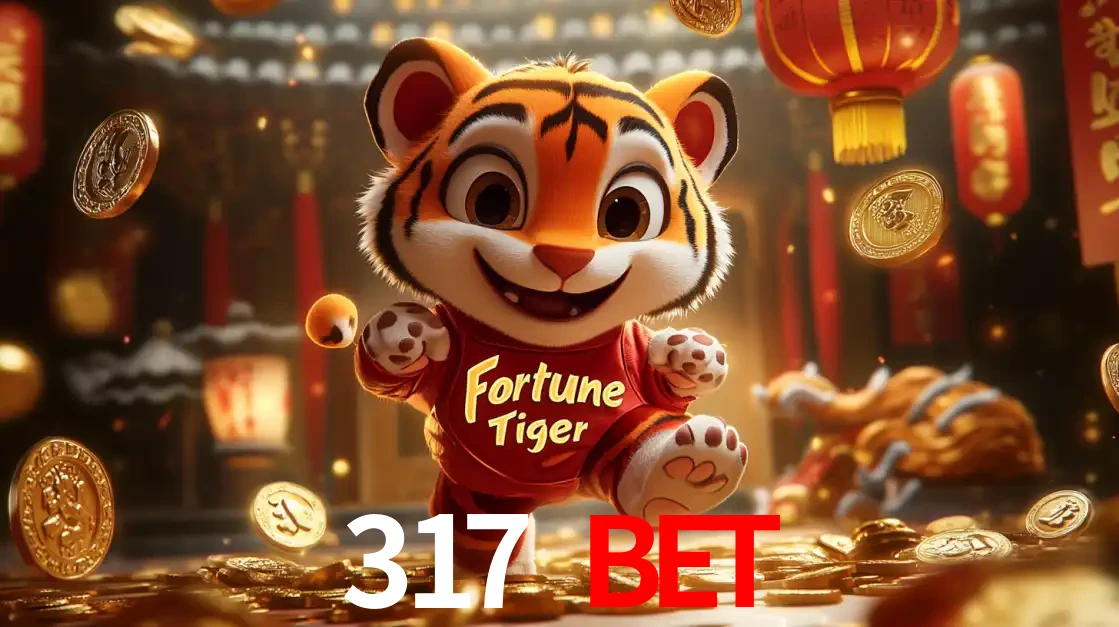 O alegre personagem do Fortune Tiger correndo sobre um caminho de moedas de ouro, simbolizando os grandes prêmios e a diversão do popular jogo de slot do 317 BET.
